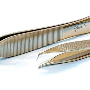 Scharf angled micro-serrated extracting forceps, two-piece FUE hair transplant instrument set